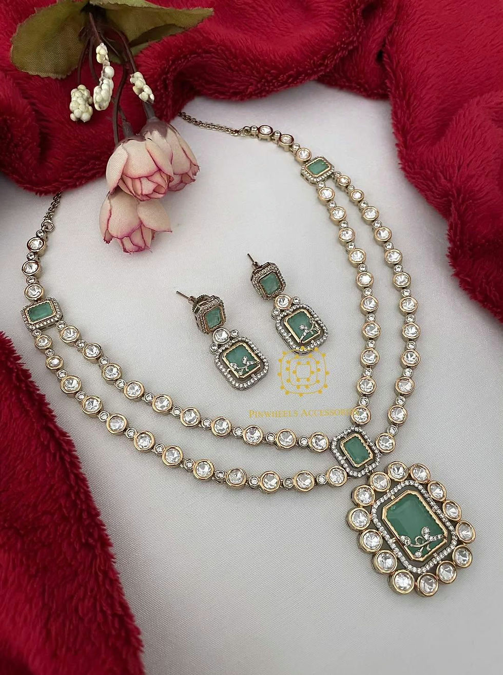 Thumbnail: POLKI SETTING VICTORIAN DOUBLE LAYER NECKLACE 