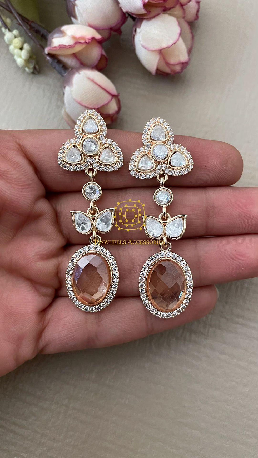 Thumbnail: FACET COLOURED STONE EARRINGS 