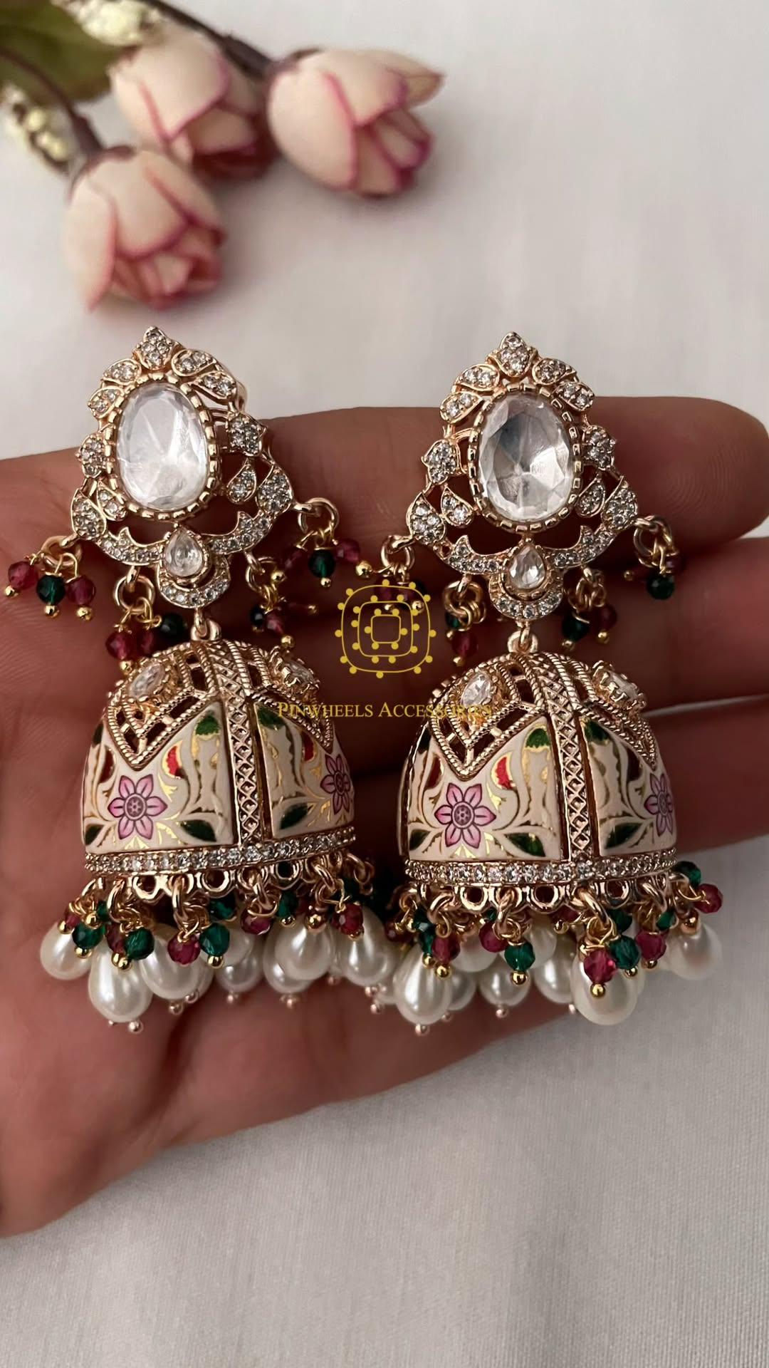 POLKI MEENAKARI JHUMKAS 