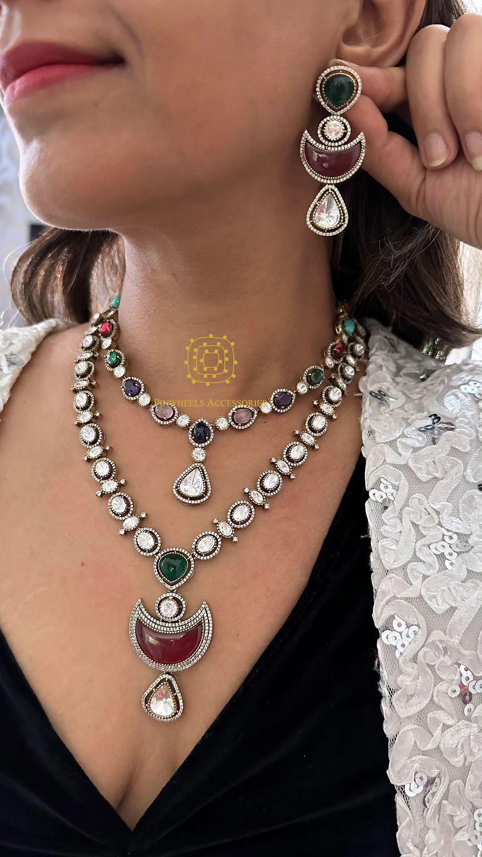 Thumbnail: MULTICOLOURED VICTORIAN LONG NECKLACE 