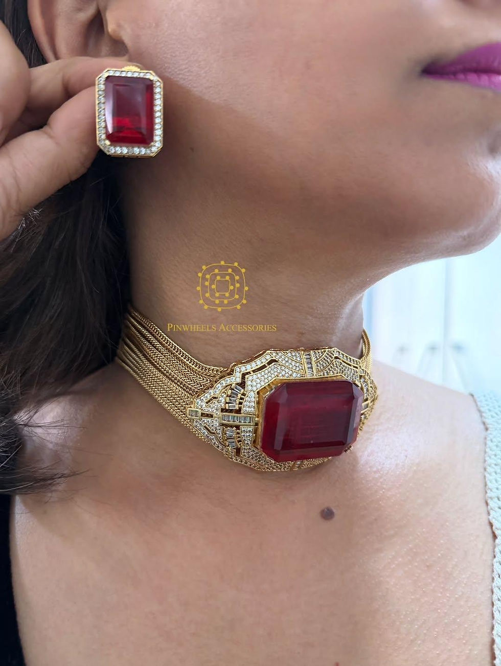 Thumbnail: DOUBLET STONE MULTICHAIN CHOKER 