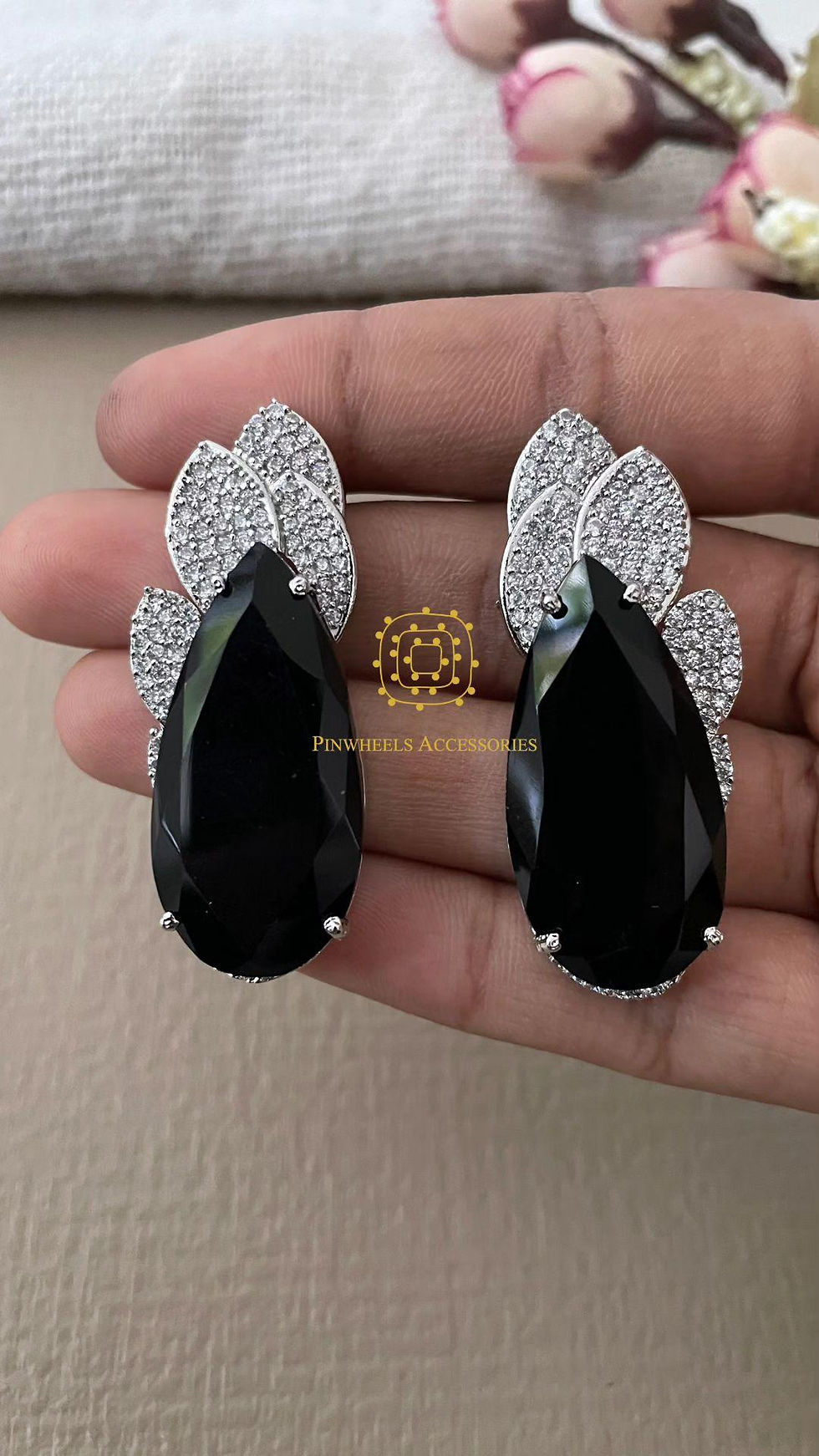 Thumbnail: CZ DOUBLET STONE EARRINGS 