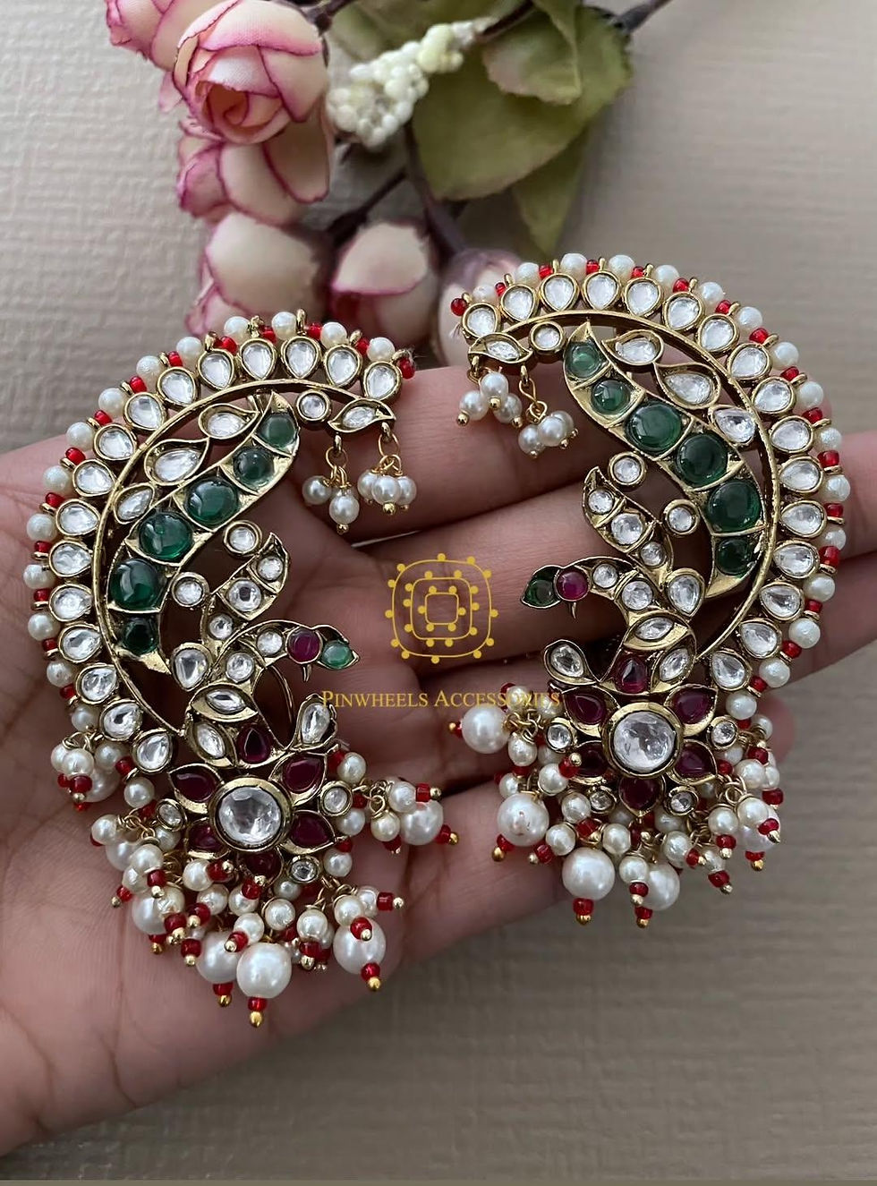 Thumbnail: KUNDAN EARCUFF EARRINGS 