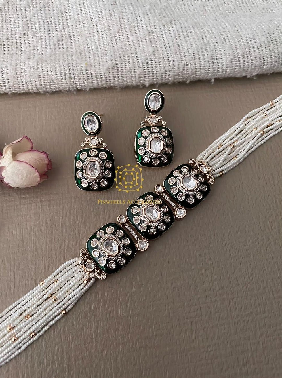 Thumbnail: EPOXY SETTING POLKI BEADED CHOKER 