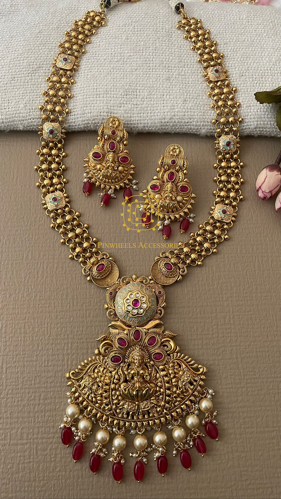 Thumbnail: MEENAKARI LONG TEMPLE SET