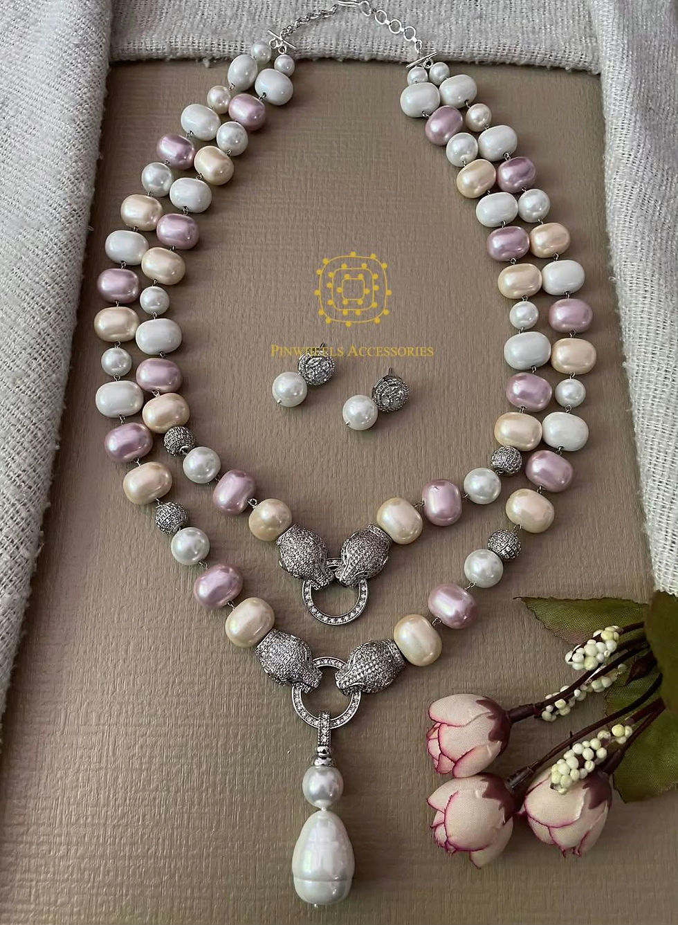 Thumbnail: FRESH WATER PEARL DOUBLE LINE NECKLACE 