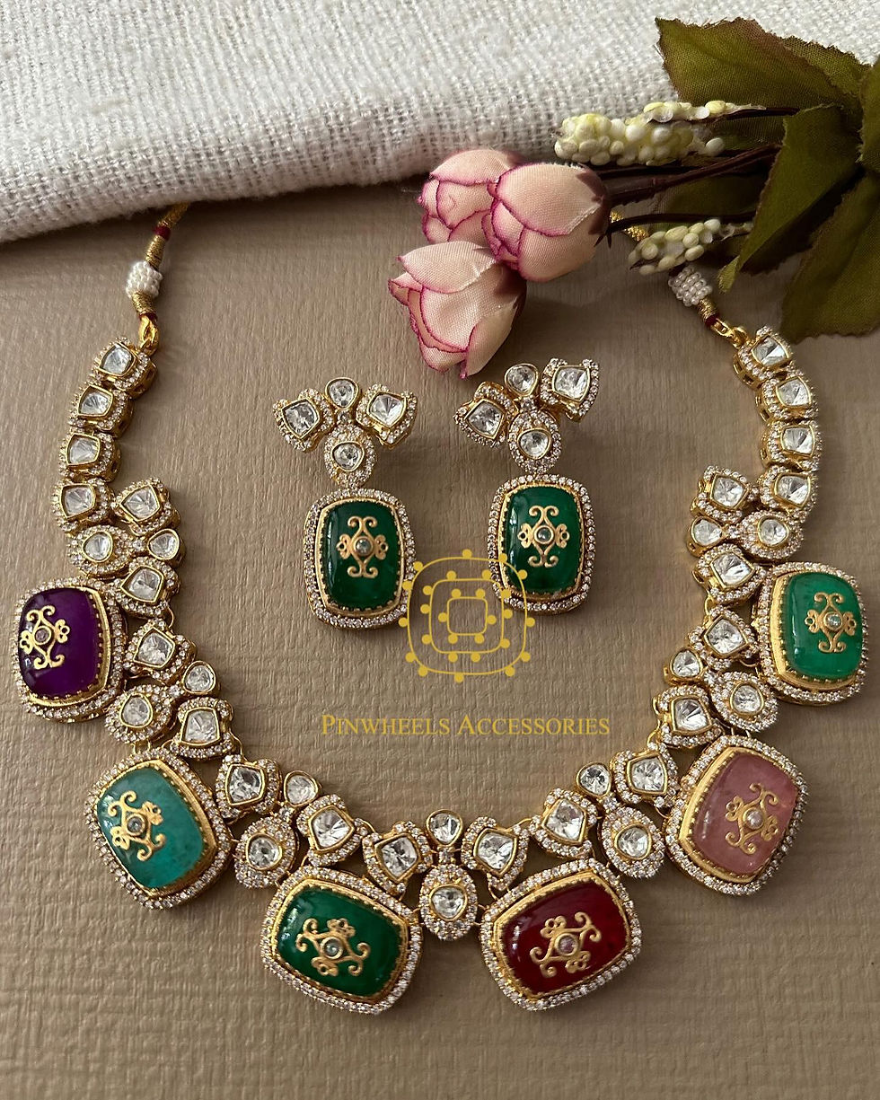 Thumbnail: COLOURED STONE MOISSANITE NECKKACE