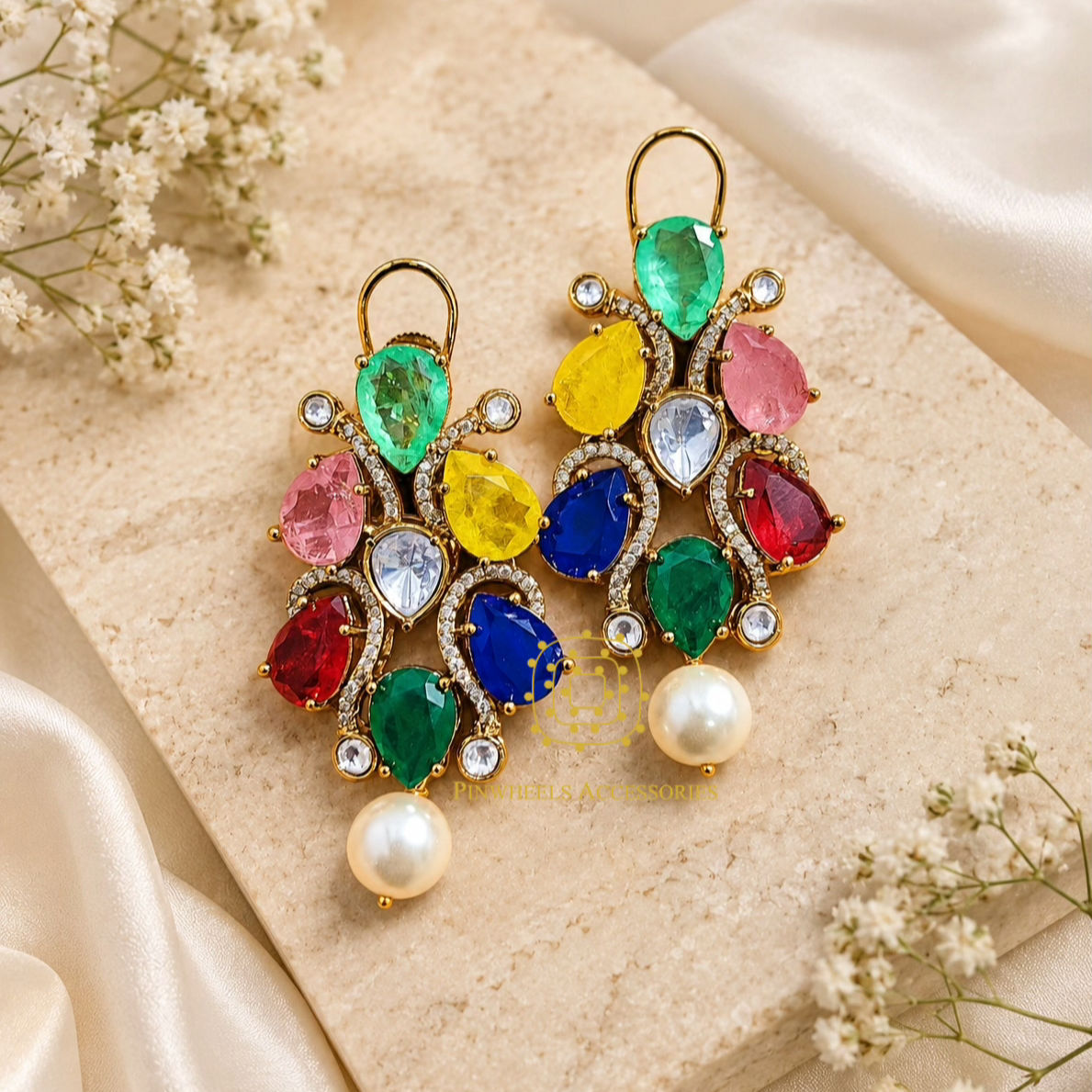 MULTICOLOUR DIAMONDY EARRINGS