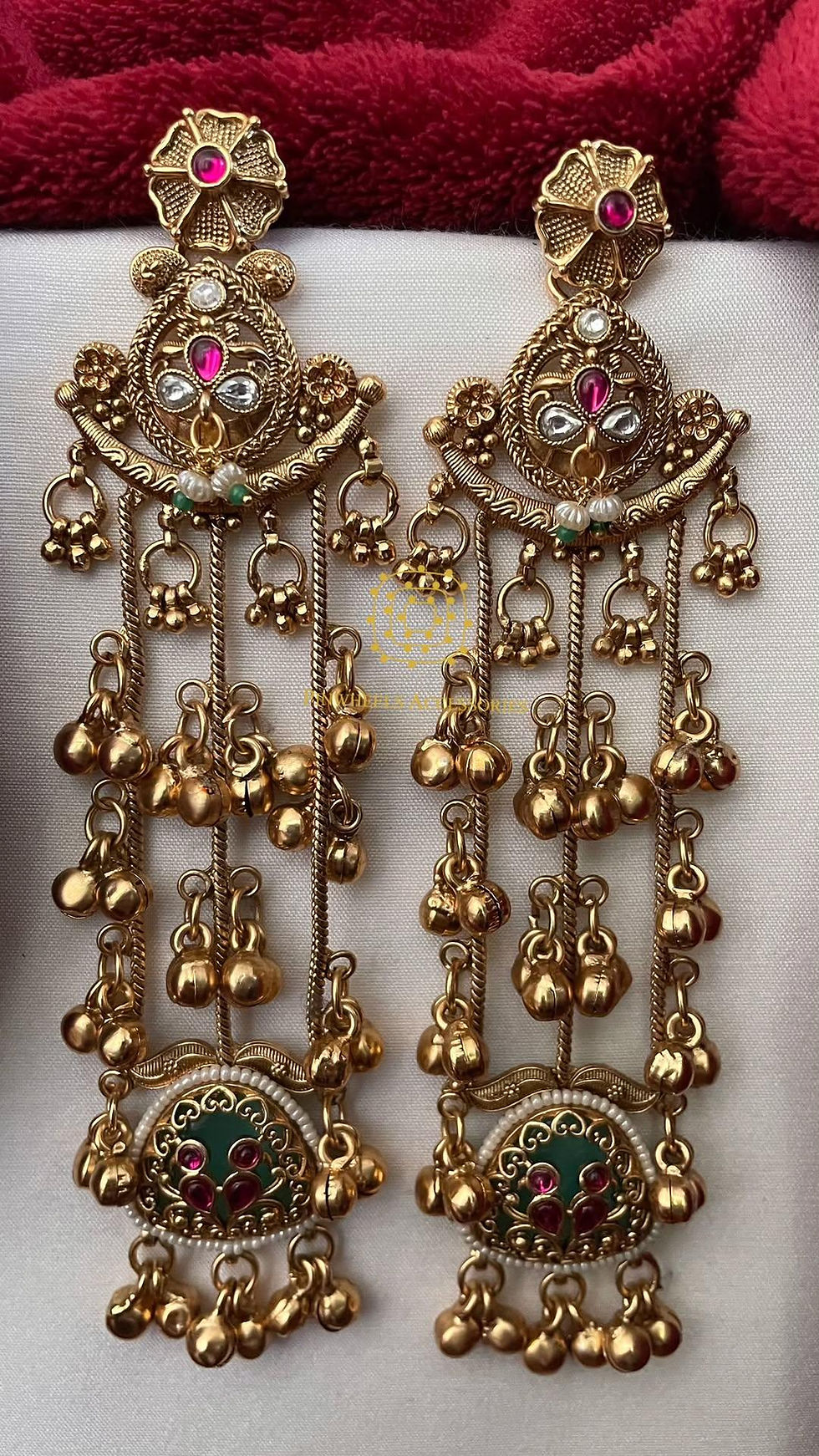 Thumbnail: ELEGANT LONG KASHMIRI EARRINGS 