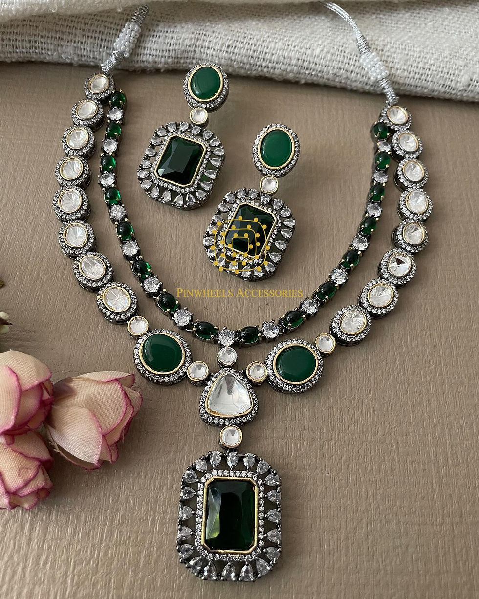 Thumbnail: DOUBLET STONE DOUBLE LAYER NECKLACE