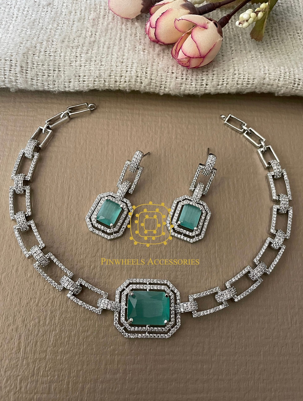Thumbnail: CZ Doublet Stone Necklace 