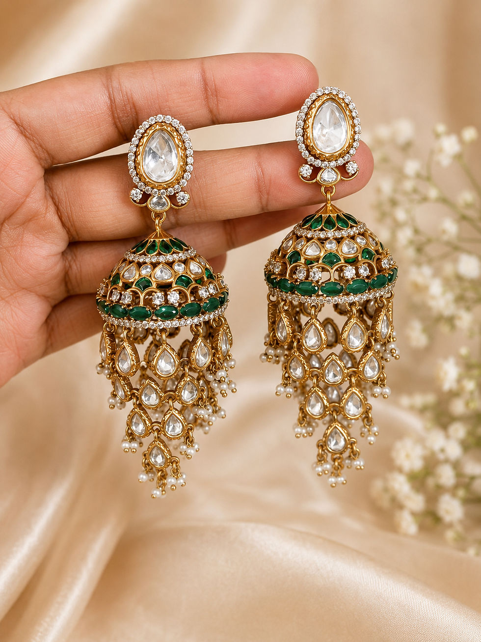 Thumbnail: POLKI HANDCRAFTED LAYERED JHUMKA 