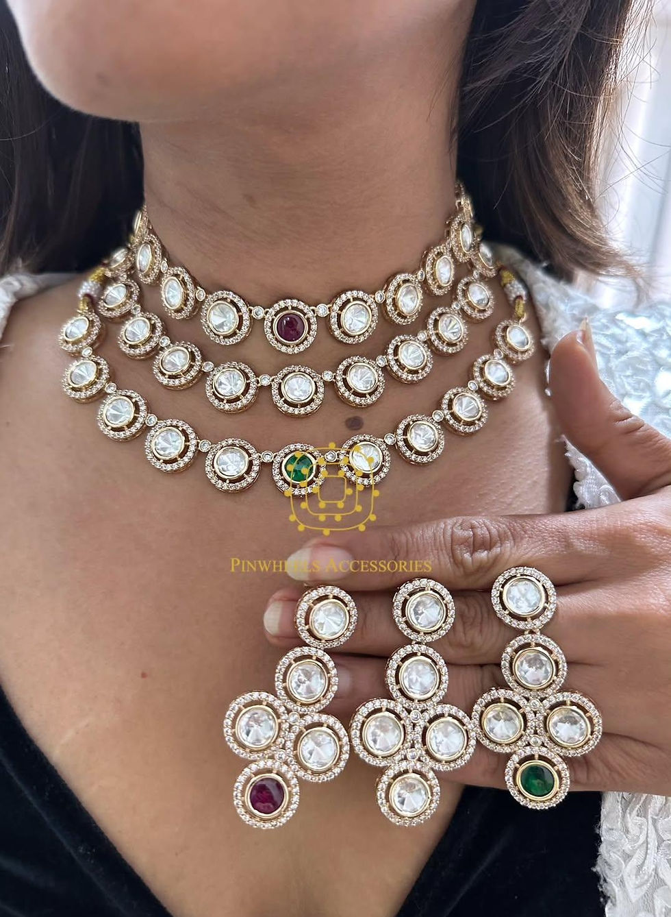 Thumbnail: POLKI COLOURED STONE NECKLACE 