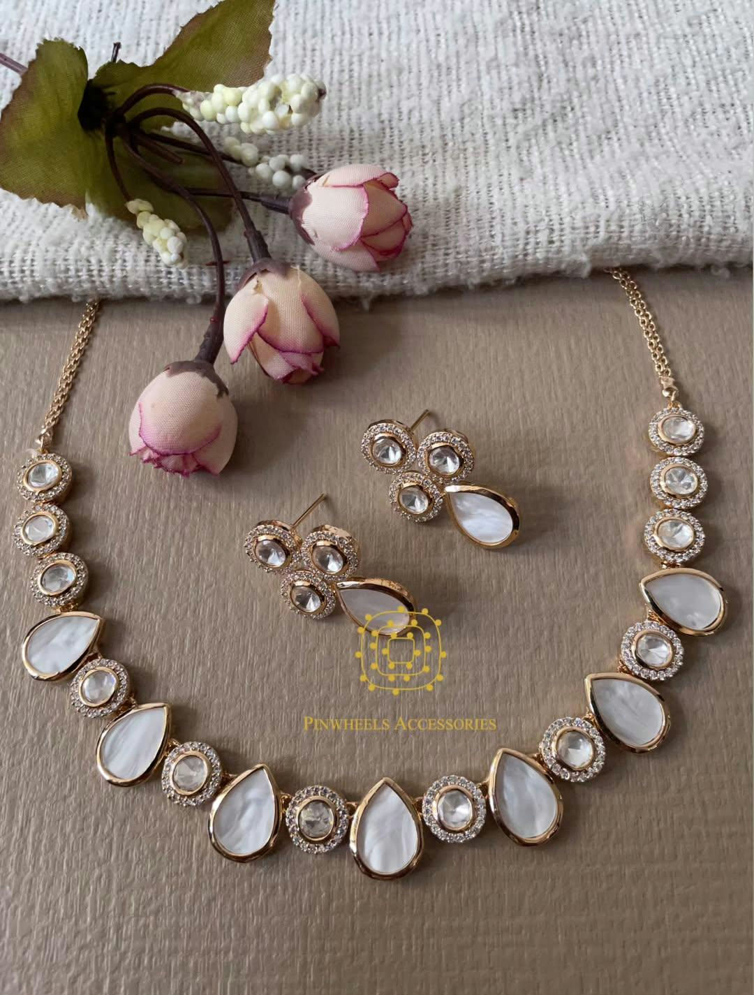 MOP KUNDAN CZ NECKLACE