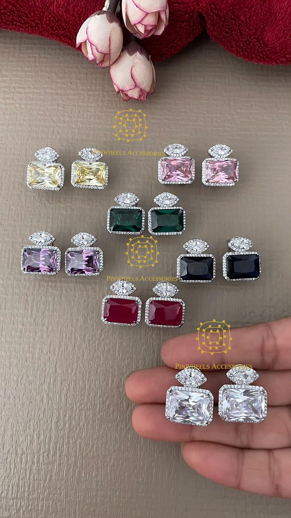 Thumbnail: DIAMONDY DOUBLET STONE STUDS