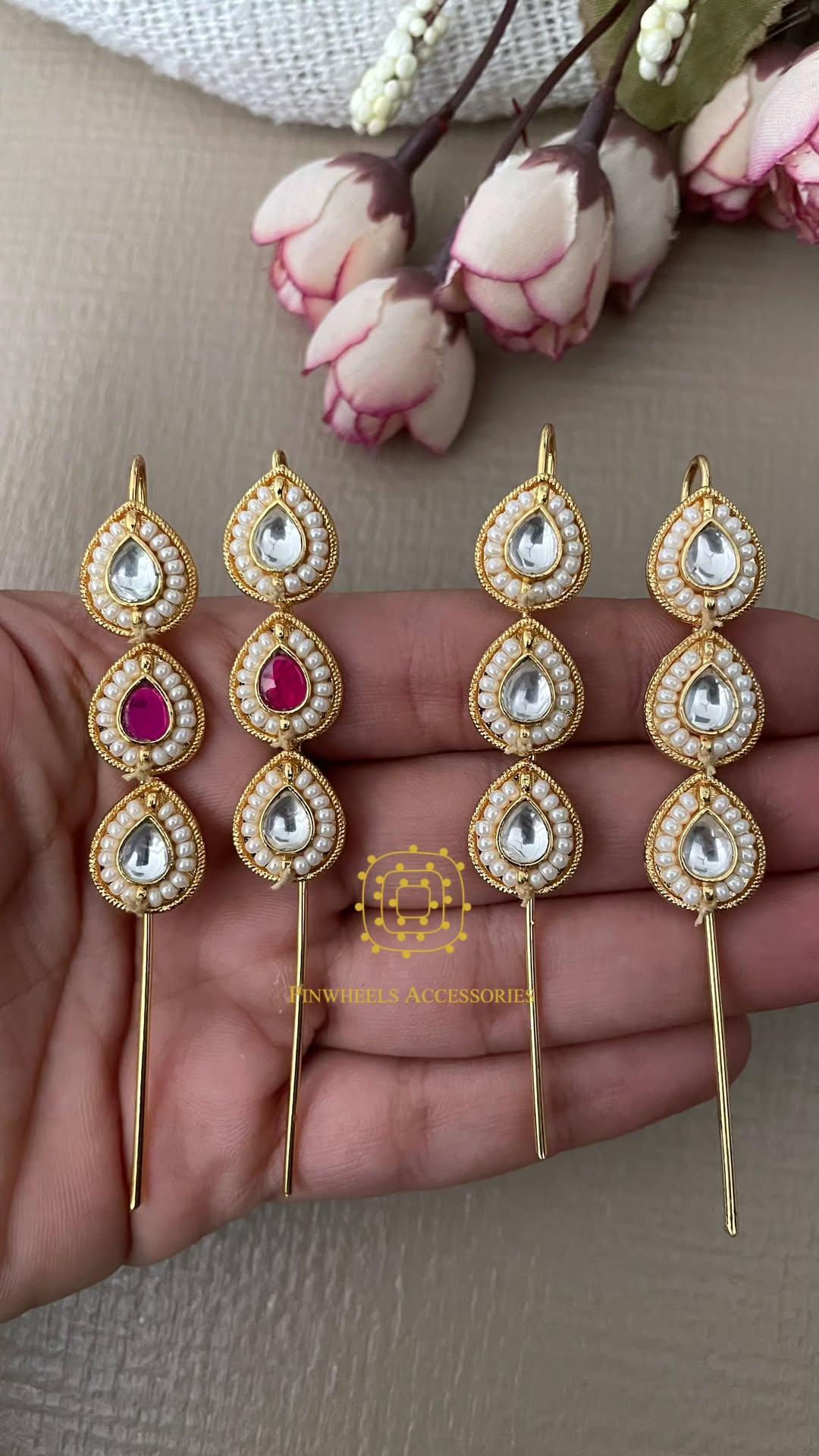 PEARL KUNDAN EAR PIN 