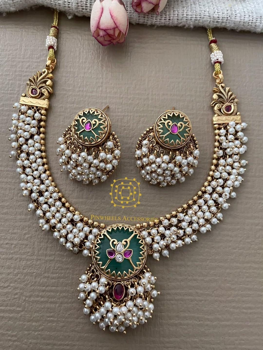 PEARL CLUSTERED MEENAKARI HANDCRAFTED NECKLACE