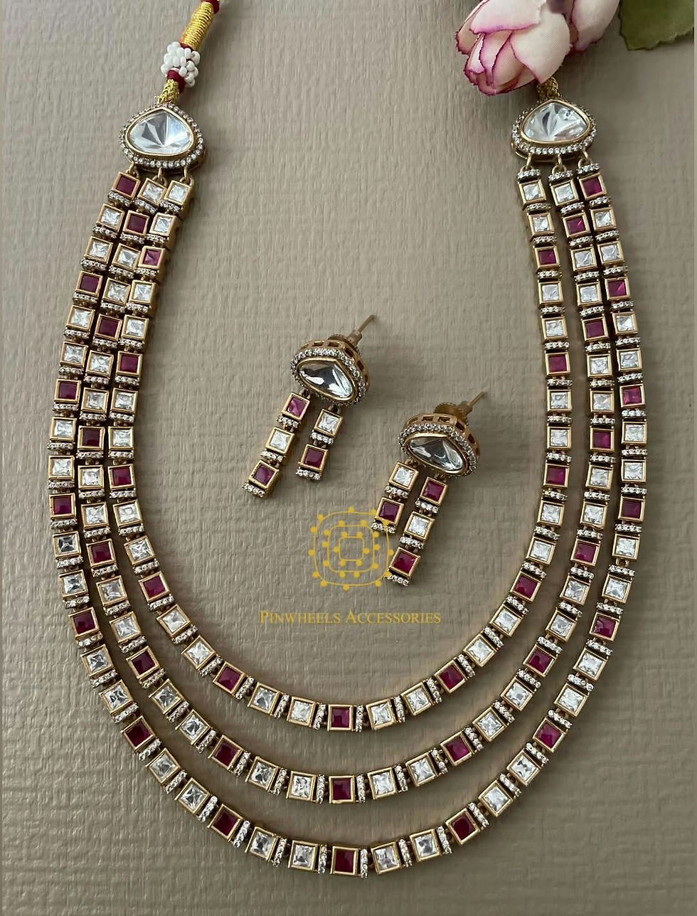 Thumbnail: VICTORIAN 3 LAYERED KUNDAN NECKLACE 