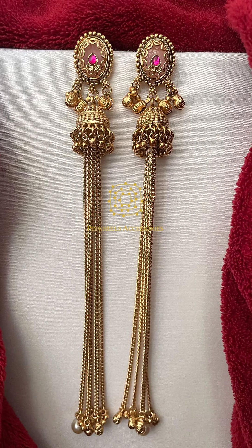 Thumbnail: LONG KASHMIRI JHUMKA EARRINGS 