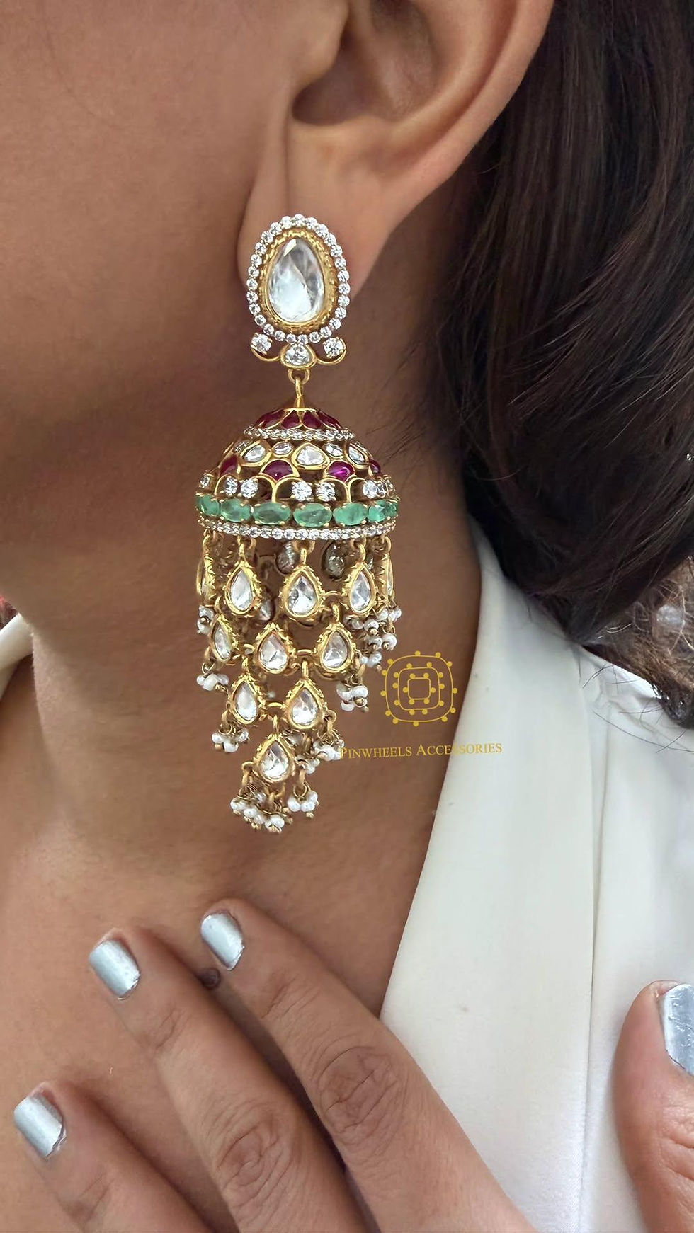 Thumbnail: POLKI HANDCRAFTED LAYERED JHUMKA 