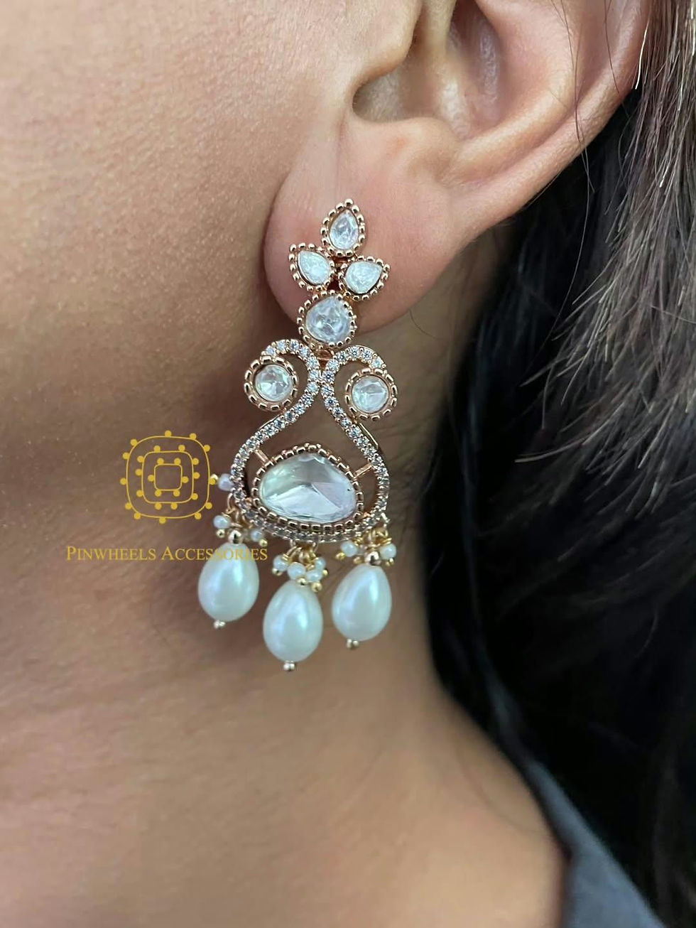 Thumbnail: GOLD POLISH MOISSANITE EARRINGS 