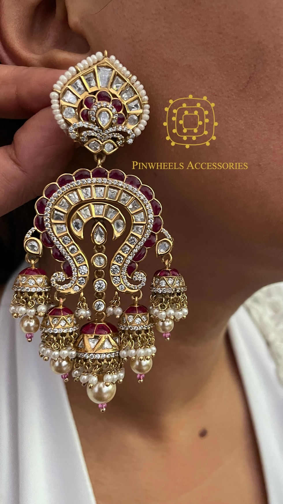 Thumbnail: EPOXY SETTING VICTORIAN KUNDAN CHANDBALI 