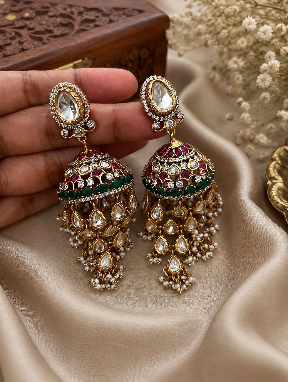 Thumbnail: POLKI HANDCRAFTED LAYERED JHUMKA 