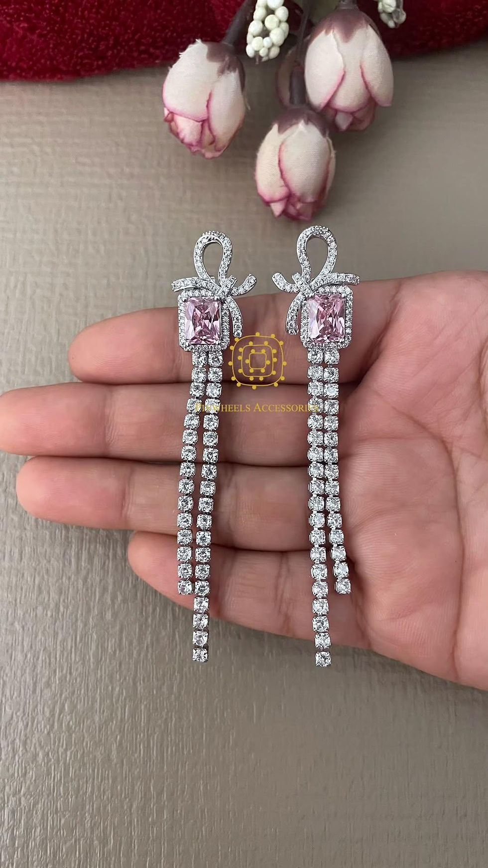 Thumbnail: DIAMONDY COLOURED STONE EARRINGS 
