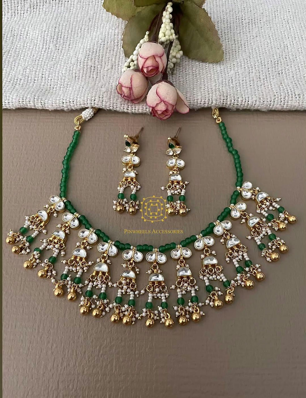 Thumbnail: SIMPLE POLKI BEADED NECKLACE 