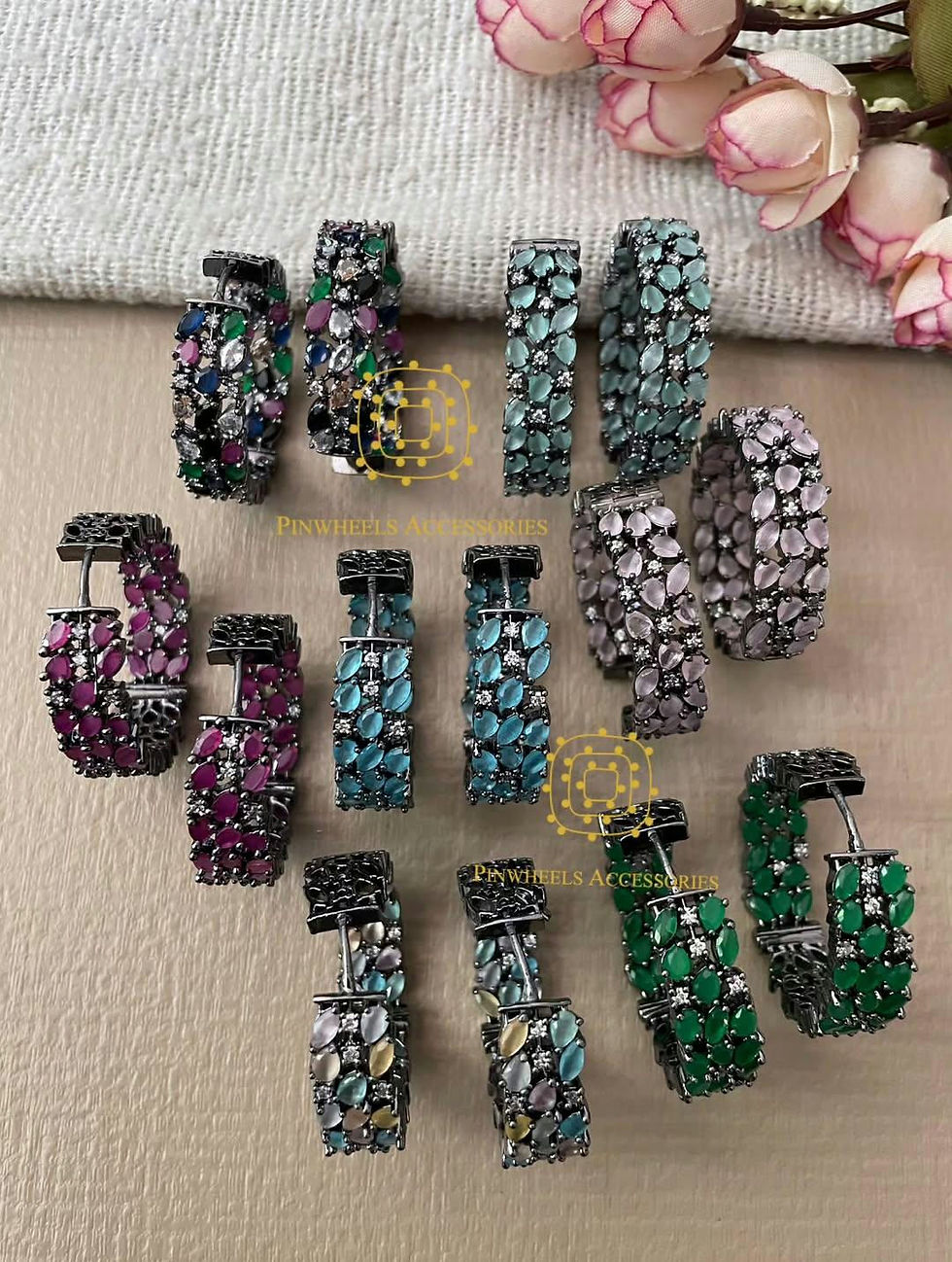 Thumbnail: COLOURED STONE HOOPS