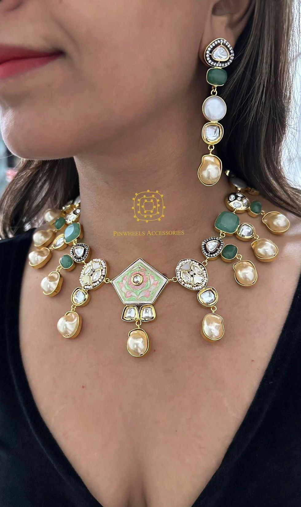 Thumbnail: BAROQUE PEARL MEENAKARI NECKLACE 