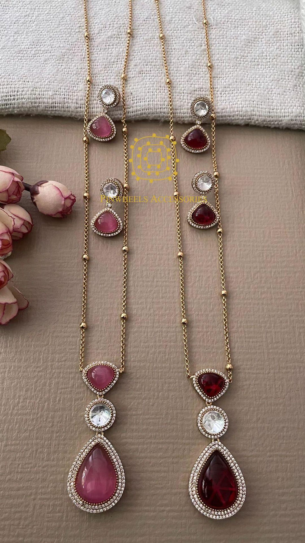 Thumbnail: COLOURED STONE PENDANT SET 