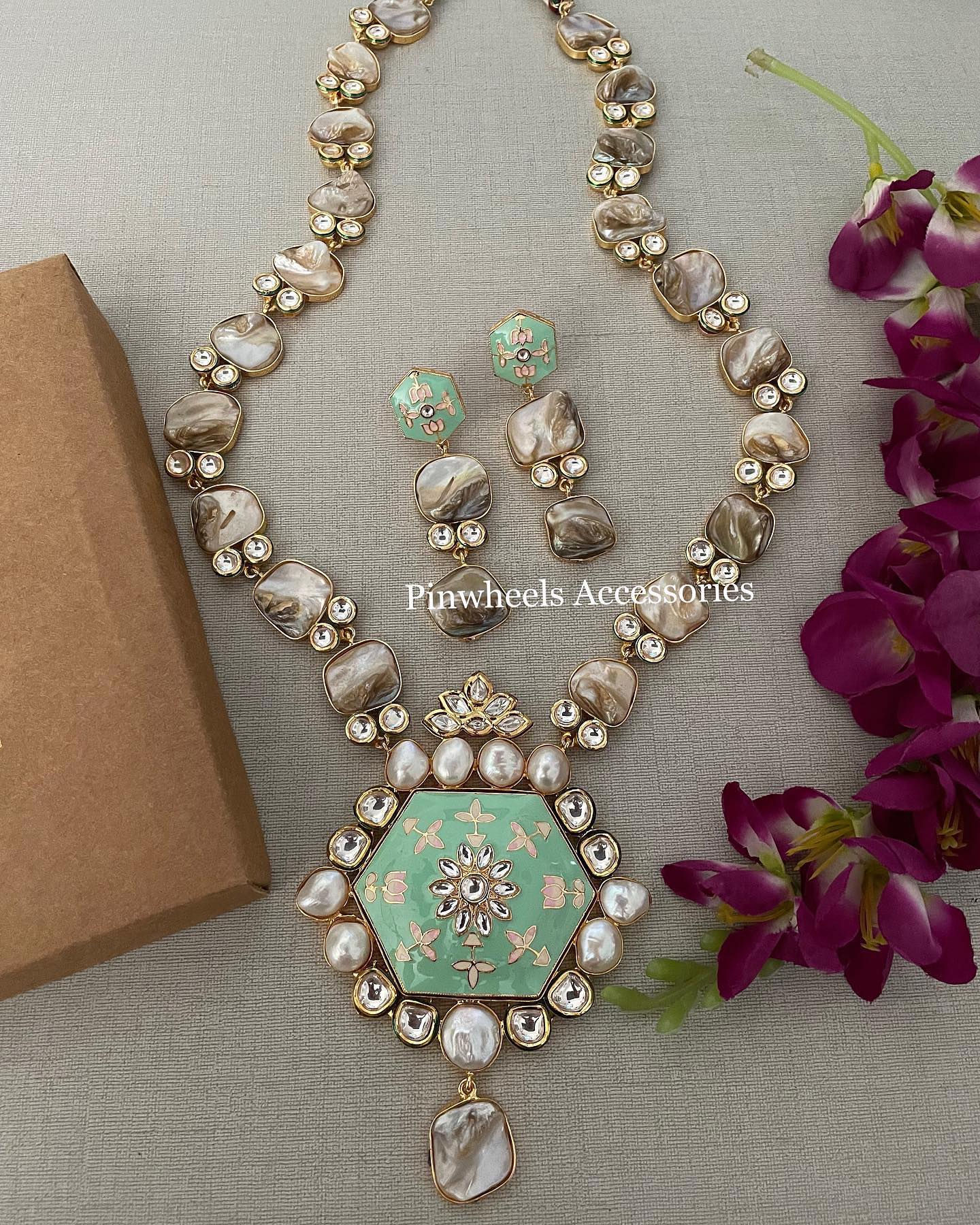 MOTHER OF PEARL WITH MEENAKARI 