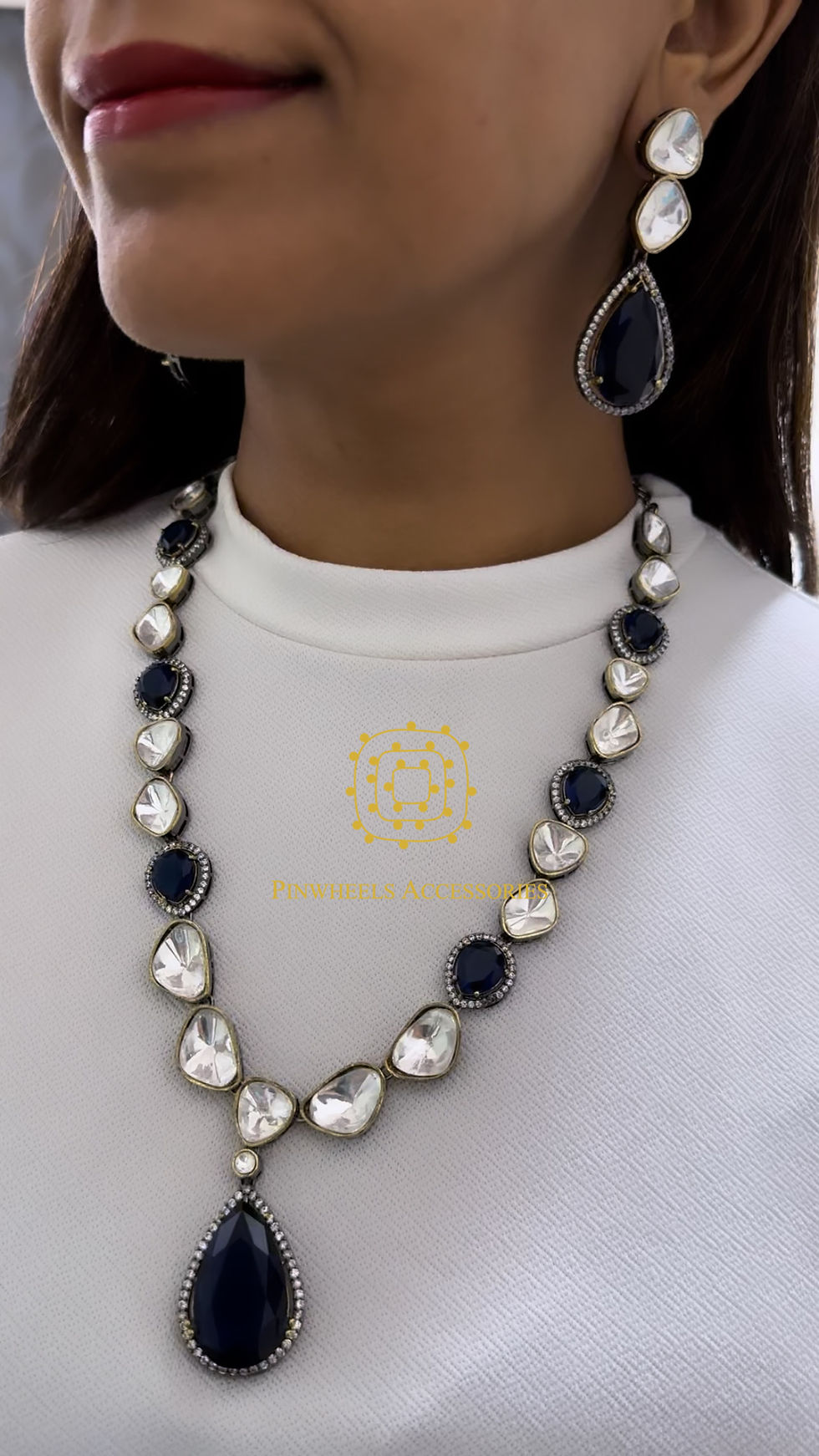 Thumbnail: DOUBLET STONE POLKI NECKLACE
