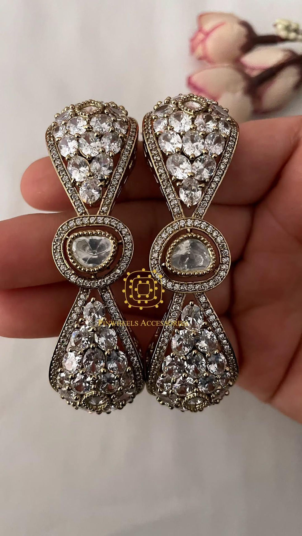 Thumbnail: COLOURED STONE POLKI KADA PAIR