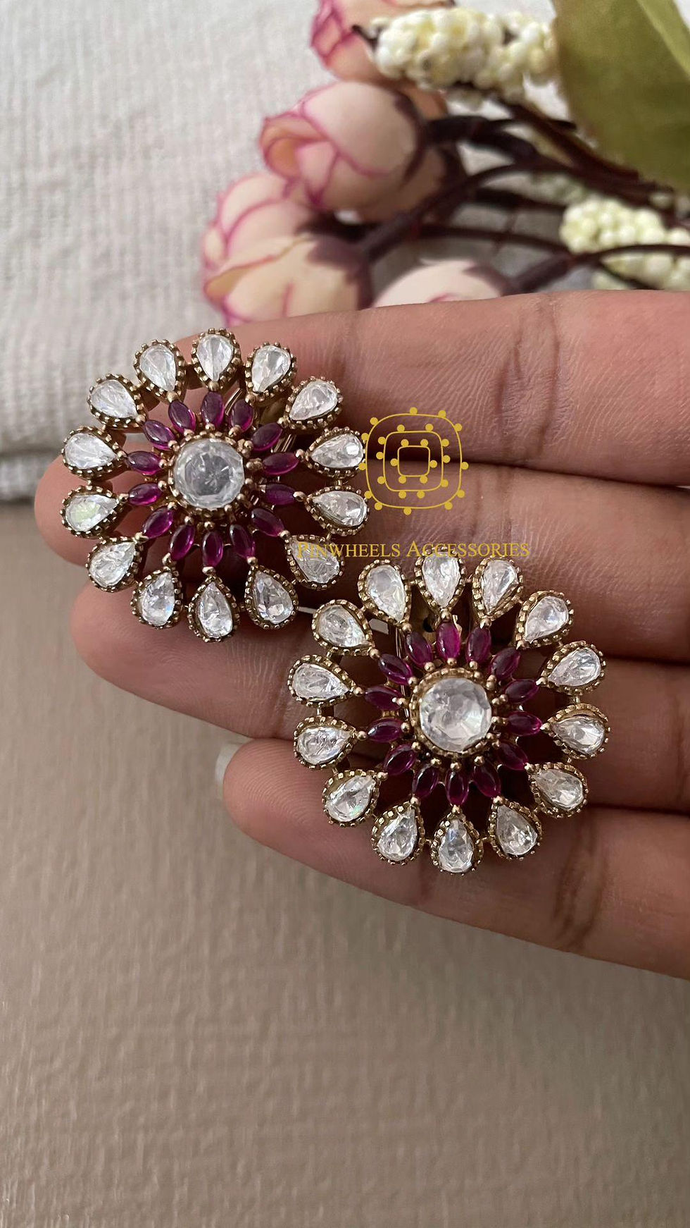 Thumbnail: FLOWERY MOISSANITE STUDS 