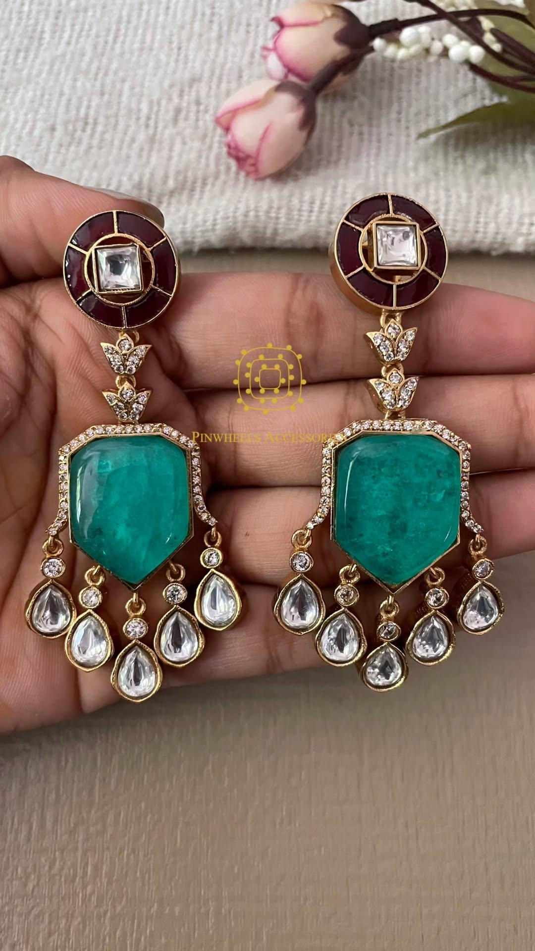 DOUBLET STONE MEENAKARI EARRINGS 