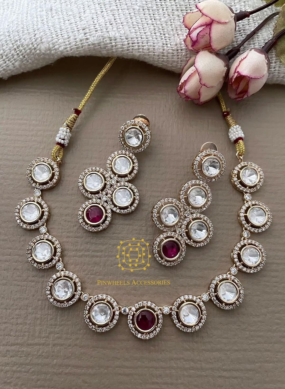Thumbnail: POLKI COLOURED STONE NECKLACE 