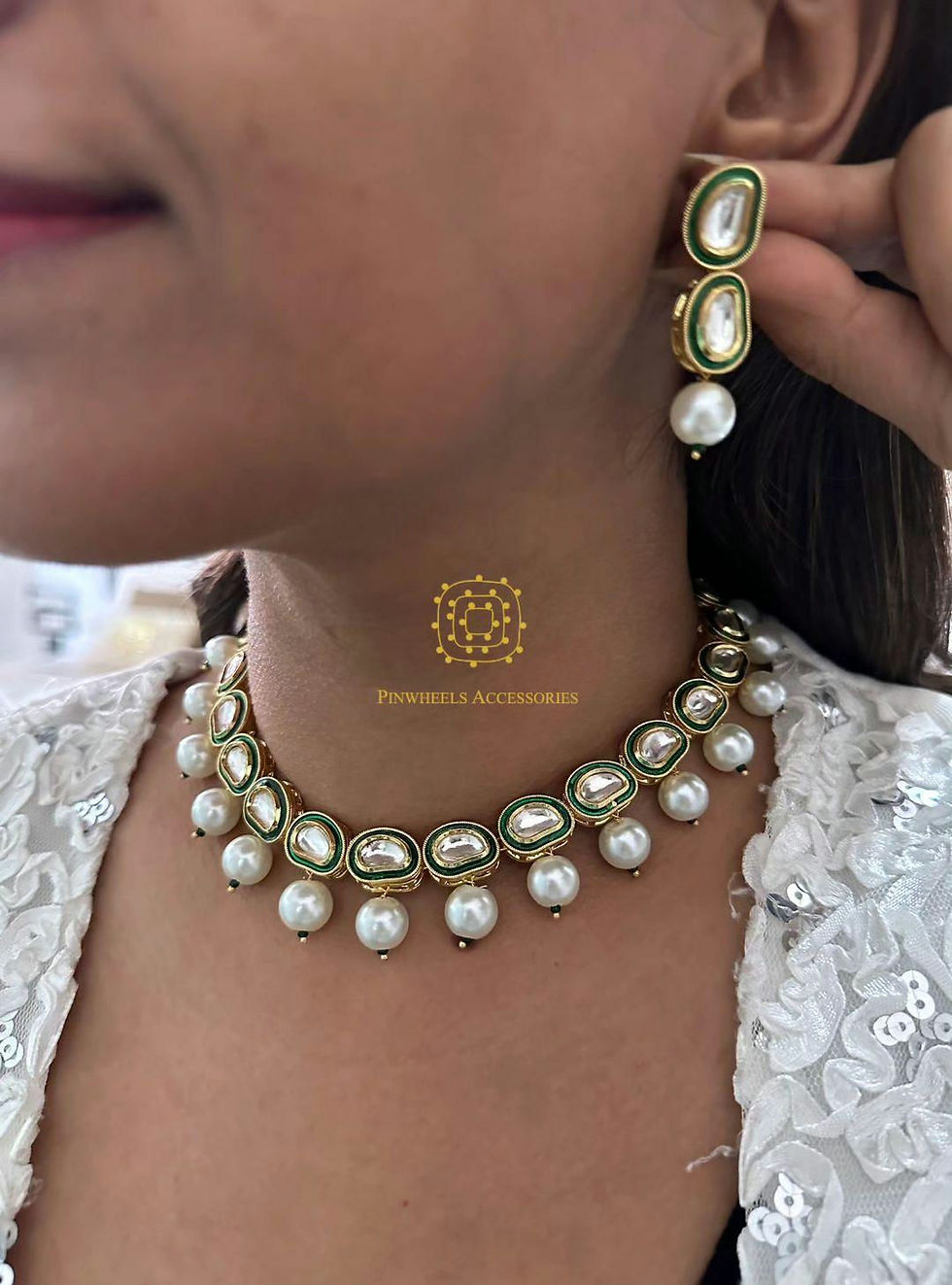 Thumbnail: SINGLE LINE DABBI KUNDAN PEARL NECKLACE 