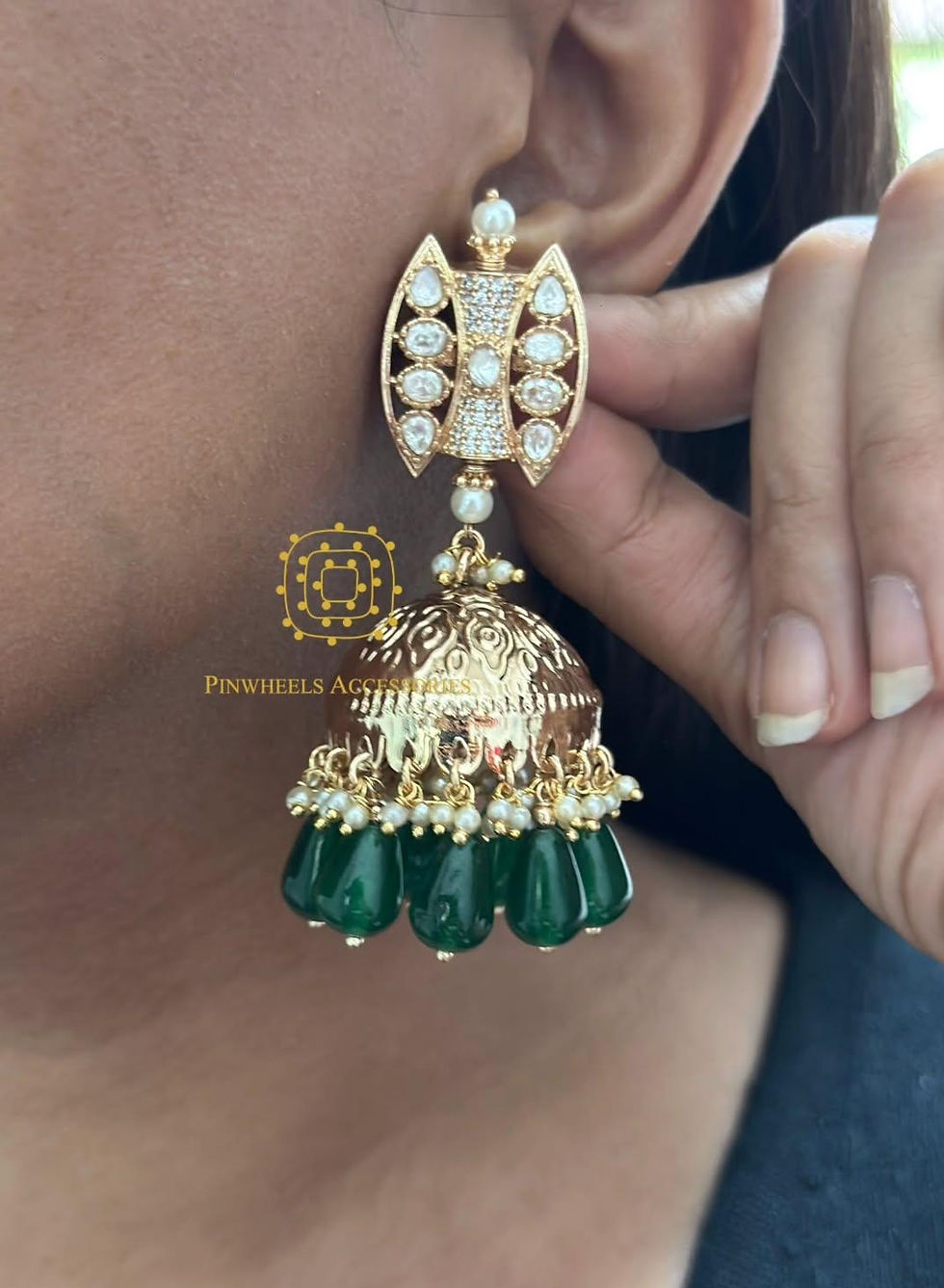 Thumbnail: FILIGREE WORK GOLD JHUMKAS 