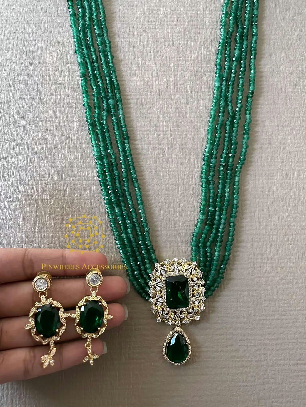 Thumbnail: BEADED DOUBLET STONE NECKLACE 