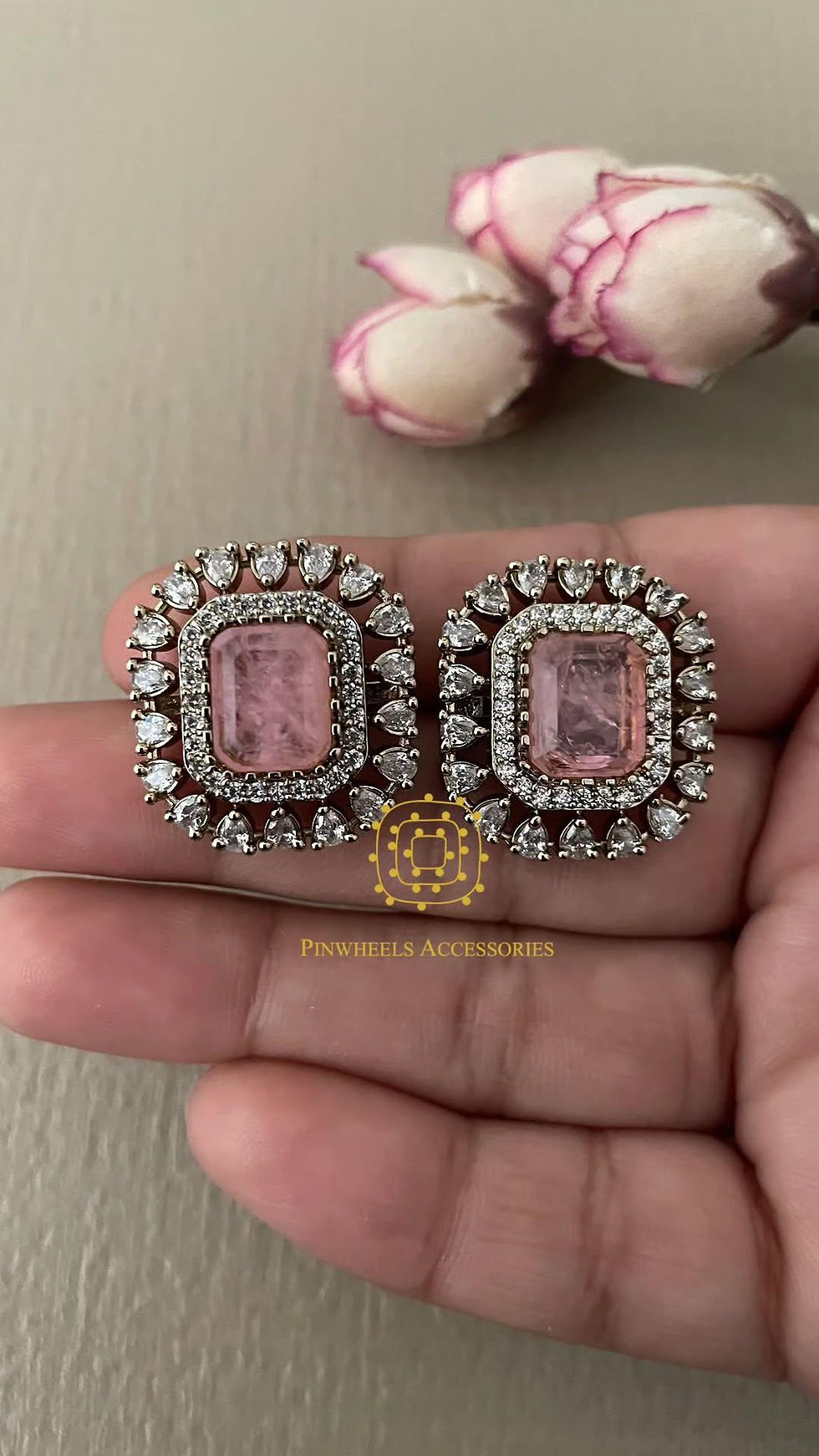 Thumbnail: DOUBLET STONE VICTORIAN STUDS BY PINWHEELS ACCESSORIES
