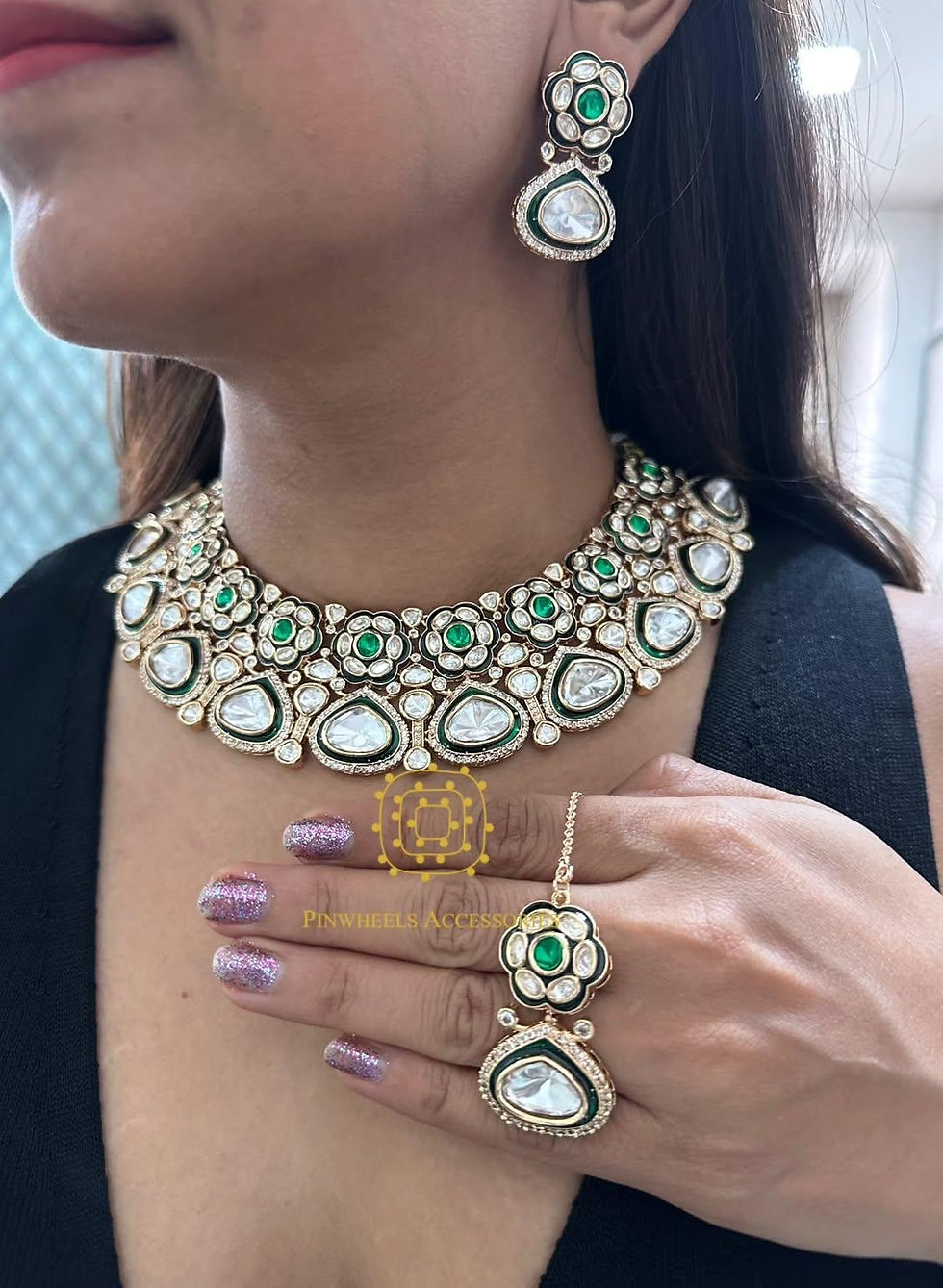 Thumbnail: UNCUT POLKI BRIDAL NECKLACE 