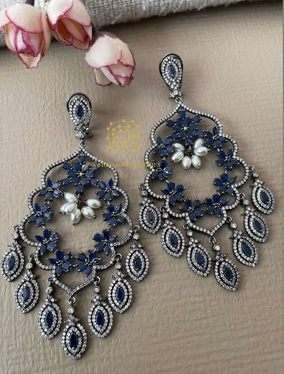 Thumbnail: VICTORIAN POLISH CZ EARRINGS 