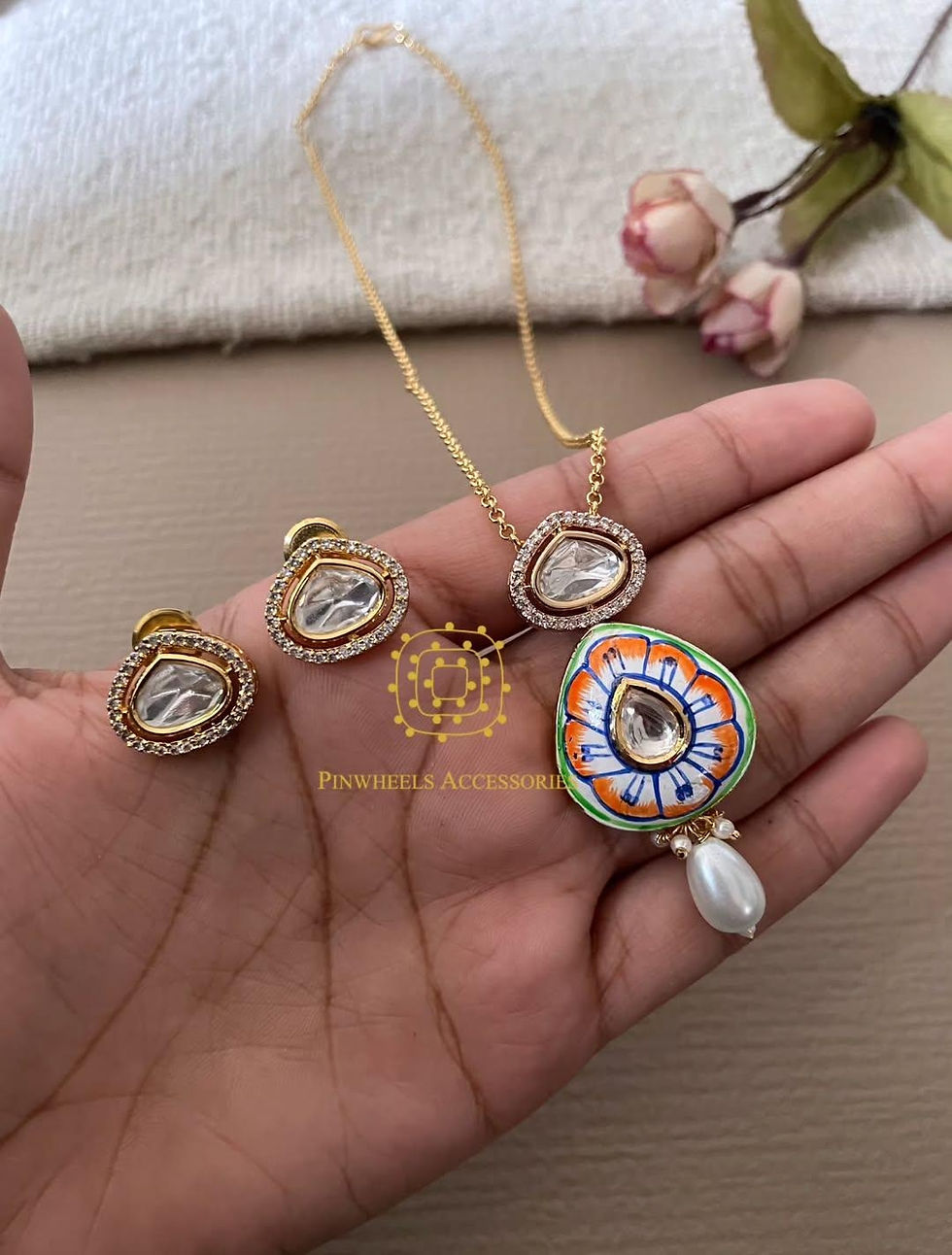 Thumbnail: POLKI MEENAKARI PENDANT SET
