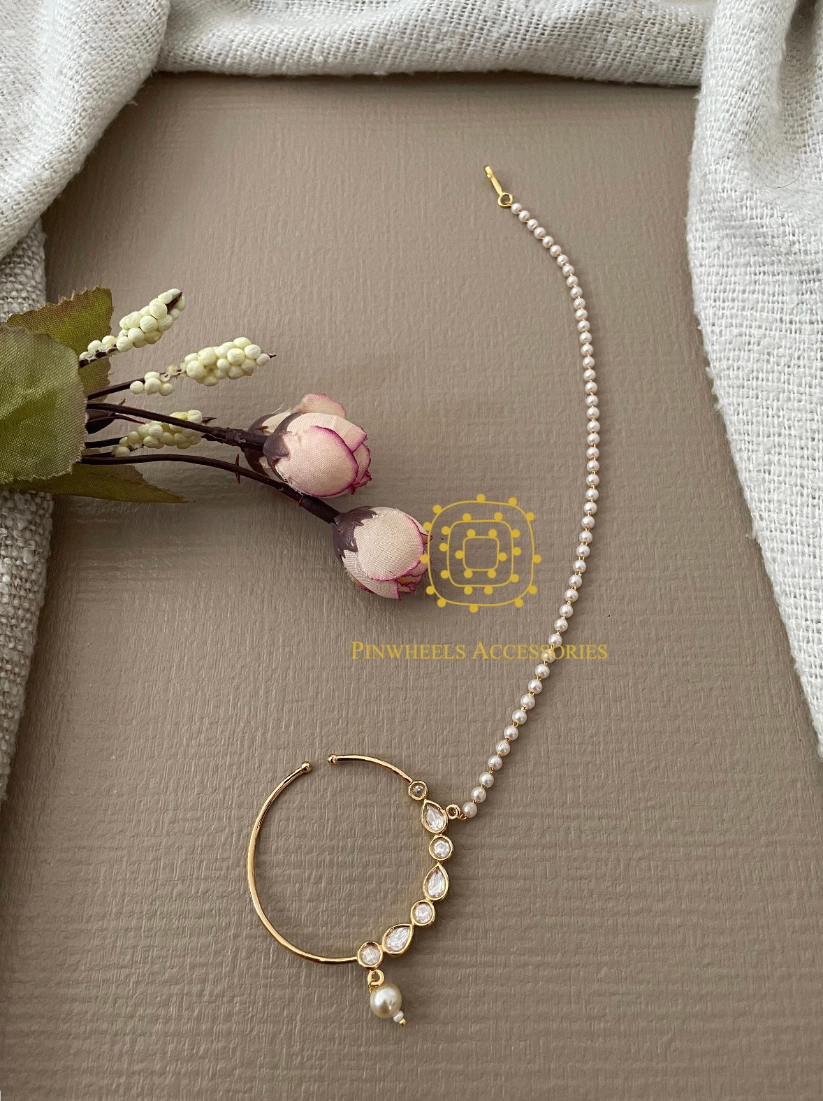 KUNDAN PEARL NOSE RING