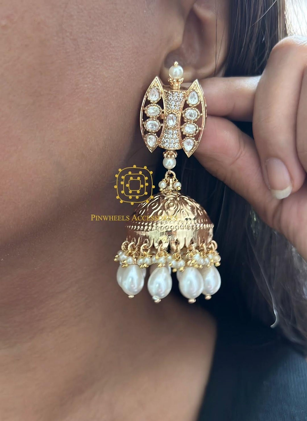 Thumbnail: FILIGREE WORK GOLD JHUMKAS 
