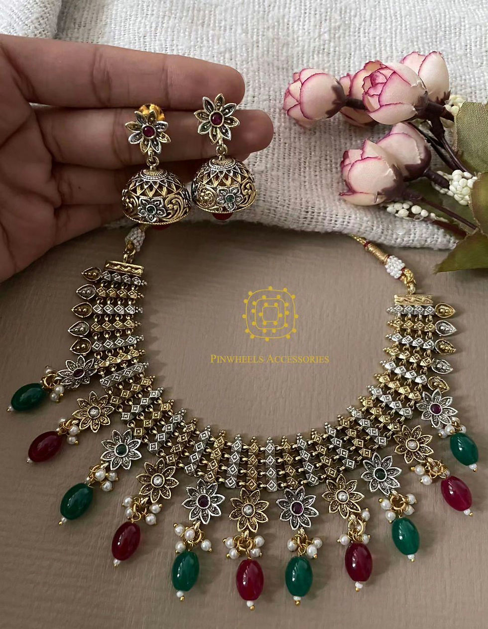 Thumbnail: SILVER GOLD PLATED NECKLACE 