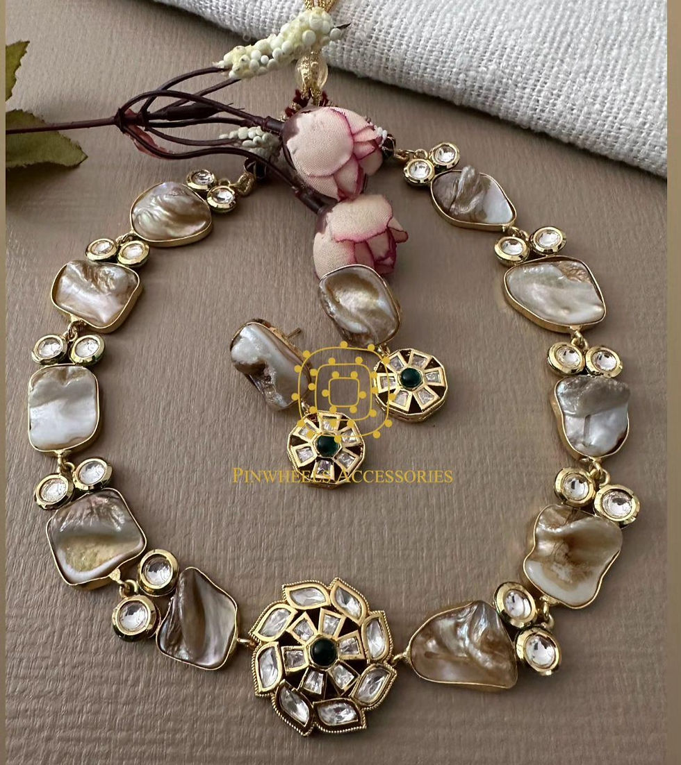 Thumbnail: MOTHER OF PEARL KUNDAN NECKLACE 