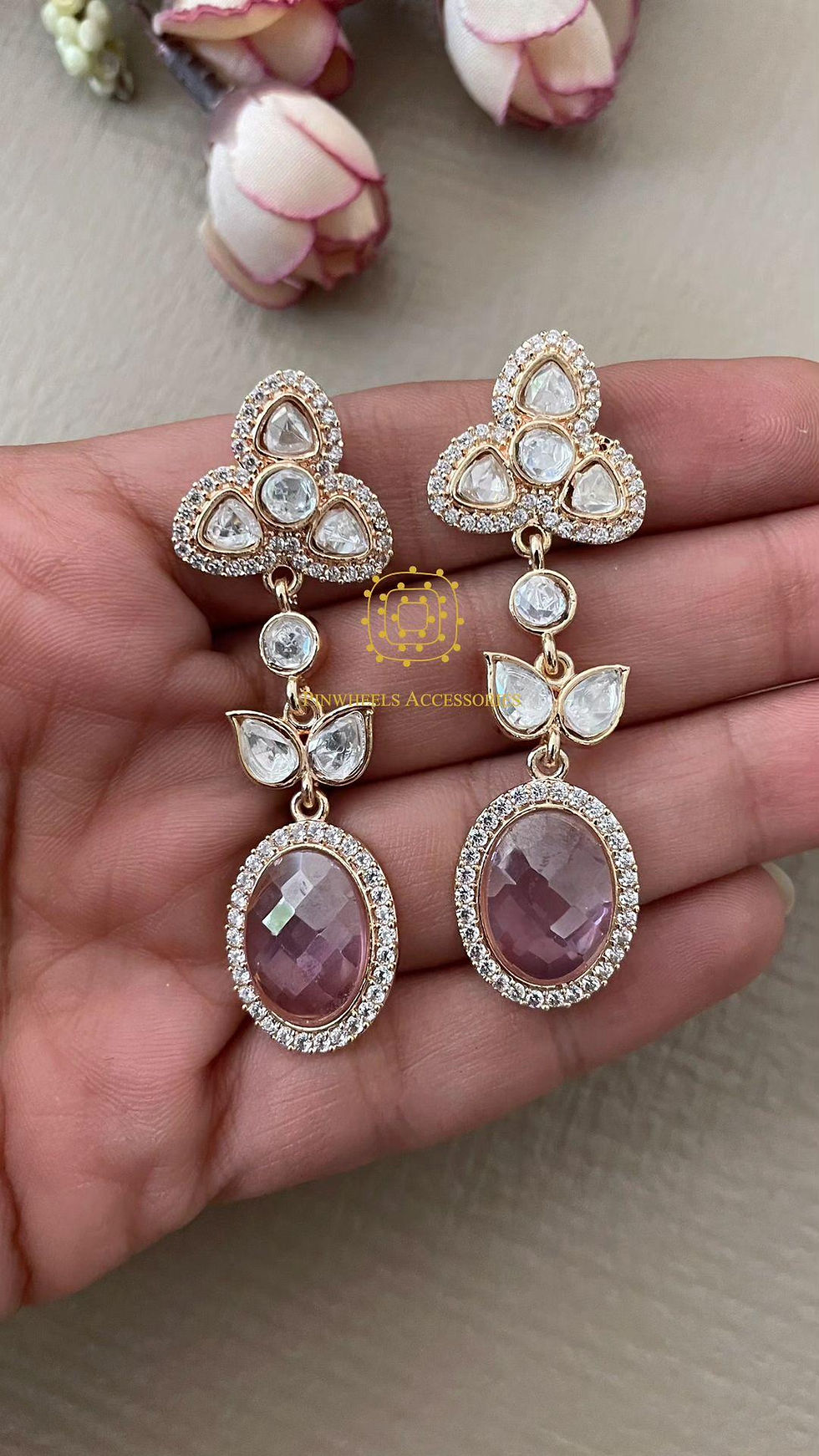 Thumbnail: FACET COLOURED STONE EARRINGS 